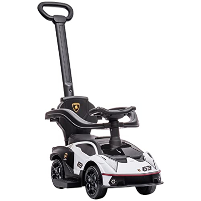 AIYAPLAY 2 en 1 Coche Correpasillos para Niños 12-36 Meses Lamborghini Essenza SCV12 Andador Empujador con Bocina Mango de Empuje y Barandilla Extraíb