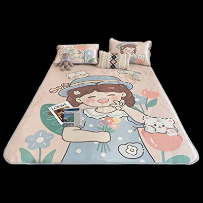 JFTMY Mat de Seda de Hielo de Verano Air acondicionador Plegable de Tres Piezas de Tres Piezas Asiento Suave (Color : A, Size : 1.8m)