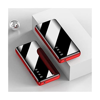 Banco de energía espejo pantalla digital 80000mah con luz LED rápida para paquete portátil adecuado para teléfonos inteligentes, tabletas y más rojo