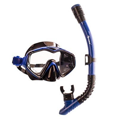 QHYXT Máscara de esnórquel de Cara Completa Máscara de Buceo con esnórquel Conjunto de esnórquel seco Completo Gafas de Buceo HD Impermeables Adecuada