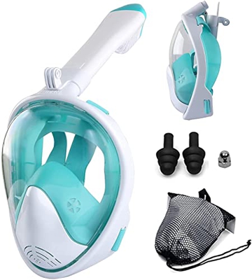 Máscara de esnórquel para adultos Máscara de esnórquel de cara completa para adultos, máscara de buceo de diseño panorámico de 180 ° con soporte para 