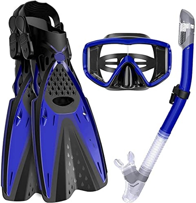 Máscara de buceo, juego de esnórquel, máscara de buceo con esnórquel de cara completa, juego de esnórquel seco, gafas de buceo panorámicas ajustables 