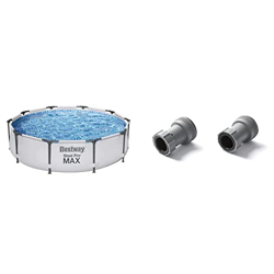 BESTWAY 56406D - Piscina Desmontable Tubular Steel Pro MAX 305 x 76 cm, Multicolor + Adaptadores de Manguera Diámetro 38 mm con Válvula de 32 mm para  precio