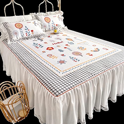 JFTMY Camilla de Encaje de niña Falda de Hielo Mat de Seda de Hielo Tres Piezas Májana Lavable for Lavable Plegable Mat (Color : A, Size : 1.8m)