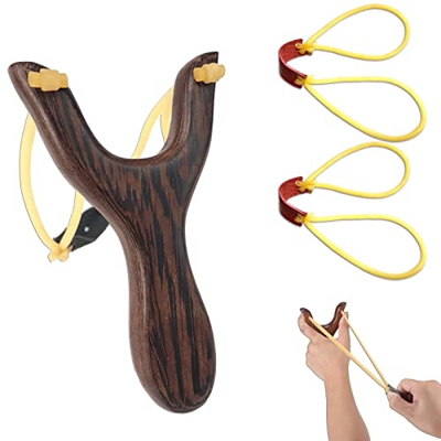 Tirachinas de Madera,catapulta con 3 Bandas de Goma de Repuesto,Catapulta de Madera Aire Libre,Tirachinas Profesional-Tirachinas para Cazar Madera,Pot