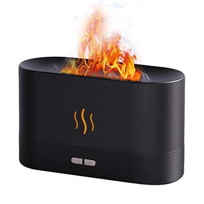 Aumaya Humidificador de Niebla de Llama de simulación, 2 Brillos, luz Nocturna, silencioso, Fresco, Escritorio, humidificador USB, aromaterapia, difus