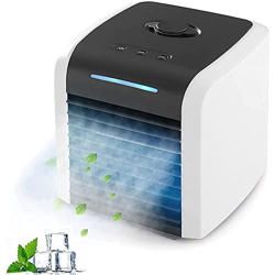 AECBUY Aire Acondicionado Móvil, Mini Enfriador De Aire, Humidificador, Aire Acondicionado, Ventilador, Mini 2 Velocidades, 7 Luces LED, Enfriador De  en oferta