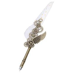 BAOFUYA Pluma Pluma Caja de Regalo Pluma Conjunto de Tinta Estilo Industrial Antiguo Forma de Engranaje Decoración de Metal Color Dorado SP282700 Spri en oferta
