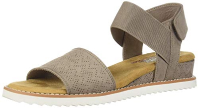 Skechers - Sandalias planas con correas para mujer Desert Kiss-Stretch Quarter, beige (Marrón topo), 37 EU