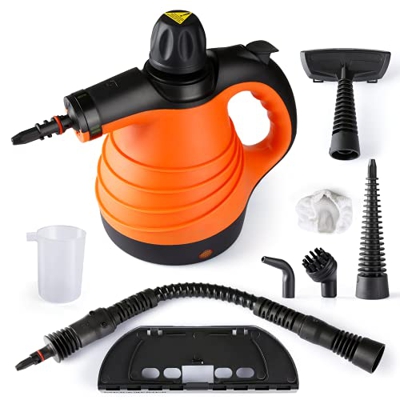 Limpiador de vapor multifunción, 1050 W, con depósito de agua de 350 ml, con 9 accesorios, limpiador de vapor portátil para hogar, cocina, cuarto de b