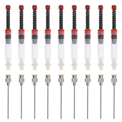 PATKAW 9Pcs Fuente Fuente Jeringa de Tinta Ink Conviador de Resorte de Jeringa de Relleno con Punta de Aguja Rubia Extraíble para La Fuente de Tamaño 