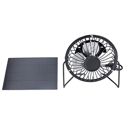 Fockety Kit de Ventilador de Panel Solar, Ventilador Portátil Alimentado por Panel Solar USB 6V Ventilador de Escape Solar con Soporte Ajustable para 