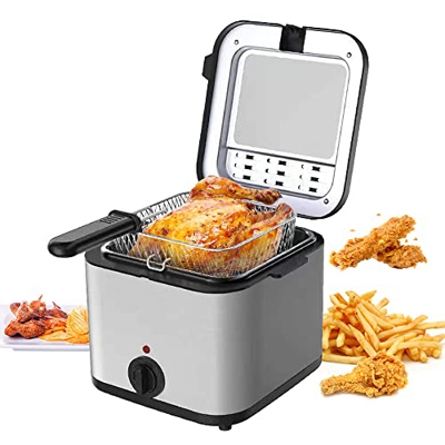 Lechnical Freidora eléctrica de 2,5 l para el hogar, pequeña freidora de Acero Inoxidable de Alta Potencia de 1000W, máquina de Patatas Fritas Kebab