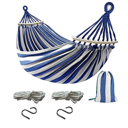 Ram® - Hamaca de jardín con barras de esparcidor para jardín, columpio, camping, tela duradera, 285 cm x 155 cm con bolsa de almacenamiento en oferta