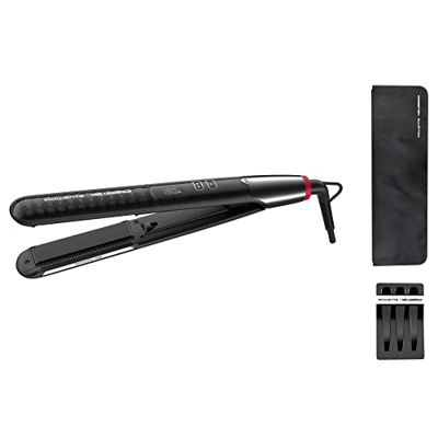 Rowenta K/pro Stylist SF467L - Plancha pelo con revestimiento cerámico, 8 temperaturas, alisado y rizos, sistema de bloqueo, peine integrado, incluye 