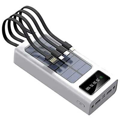 EUROXANTY Cargador Solar Portátil | Batería Externa de Carga Rápida de 10000 mAh | Power Bank | Batería Externa Solar | Cable Compatible con Tipo C | 