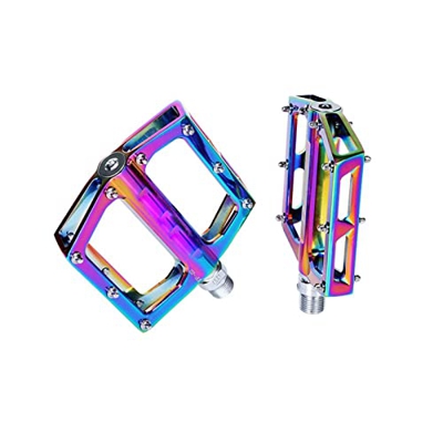 AIRAXE Pedales de Bicicleta Aleación de Aluminio Ultra luz Colorida Hollow Hollow Anti-Skid Rodes Accesorios for Bicicletas de montaña Pedales de Bici