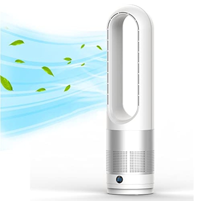 Tuklye Ventilador de Torre, Ventilador de Pie sin Aspas con Control Remoto, 8 Velocidades, Temporizador 8H, Oscilación 80°, Silencioso Ventilador Colu