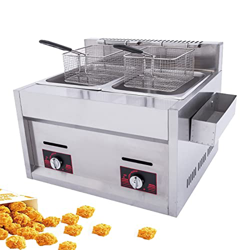 ZYFC Freidora de Dos Tanques con Cestas, Freidoras de Gas Comercial con Caja de Condimentos Conveniente, Estufa Tipo H Caliente, para Uso Comercial y  precio