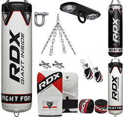 RDX Saco de Boxeo Adulto Relleno 5ft 4ft, 11PC Maya Hide Cuero Punching Bag Set con Guantes Vendas, , Bolsa Pesada para Artes Marciales Muay Thai MMA  características