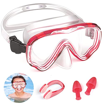 Gafas de Natación, Máscara de Buceo para Niños, Antivaho, Anti-UV, Máscara Buceo Ajustable, Gafa de Buceo con Juntas de Silicona, Visión de 180°, Másc