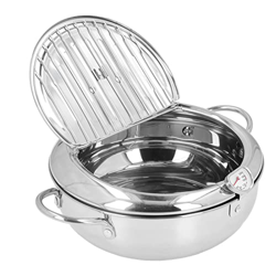 Freidora Japonesa Tempura, Freidora Profunda de Acero Inoxidable con Drenaje de Aceite de Control de Temperatura para Papas Fritas, Pescado Y Pollo(L) características