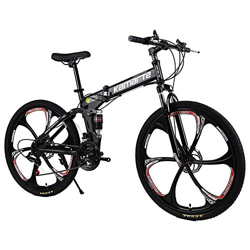 Bicicleta de montaña Plegable de 26 Pulgadas, Bicicleta de montaña para Adultos, Frenos de Disco Dual de Choque de 21/24/27 velocidades, Bicicleta de  características