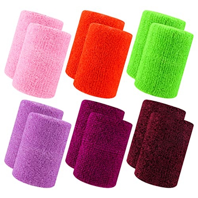 Muñequera Deportiva 12 Piezas Muñequeras Deportivas Coloridas Pulseras de Algodón Sweatband para Hombres y Mujeres Tenis Gimnasia Fútbol Baloncesto,Co