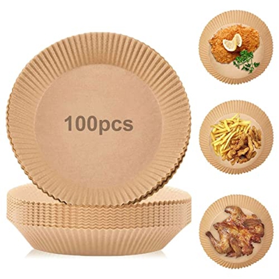 Ruiqas Forro de papel para freidora de aire, 100 unidades, antiadherente, impermeable, de grado alimenticio, para freidora, accesorios de freidora de 