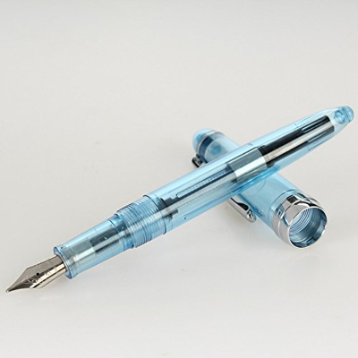 BLIBUNALA Jinhao 992 - Pluma de punta fina transparente con espiral, color negro (azul, talla única)