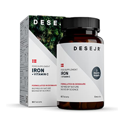 DESEJR Comprimidos de Hierro + Vitamina C (suministro para 3 meses), bisglicinato de hierro, vitamina C del extracto de Acerola, apoya el sistema inmu en oferta