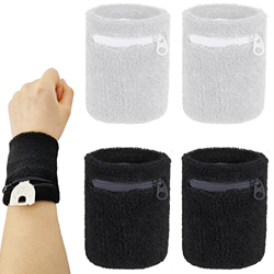 4 Pcs Muñequeras Deportivas Corriendo con Bolsillo Cremallera Cartera Muñeca De Movimiento Muñequera Pulsera Muñeca Suavemente Transpirable Brazalete  precio