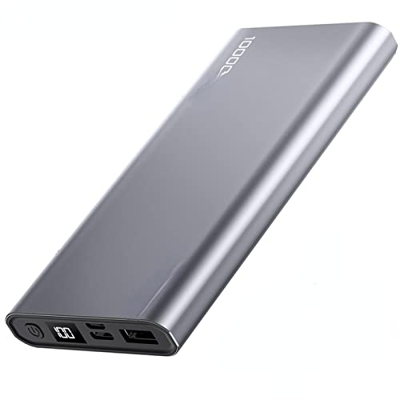 Power Bank 10.000 mAh Cargador portátil LED externo de dos vías rápido para baterías portátiles Adecuado para smartphones, tablets y más 2.1 ASilver