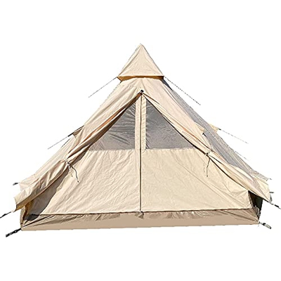 Tienda India de Doble Capa para 5-8 Personas, Tienda de campaña Familiar Impermeable para Exteriores, Tienda de Lona de algodón para Camping, Glamping