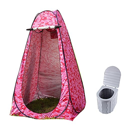 Tienda de Ducha Inodoro Plegable portátil Tienda de privacidad Inodoro para Acampar al Aire Libre con Tapa 12 Bolsas de Limpieza Baño al Aire Libre Ve
