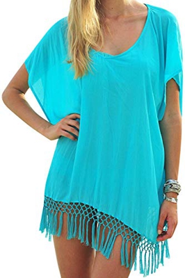 Voqeen Mujer Vestido de Playa Borla de Gasa Cubrir Blusa Camisolas y Pareos Bikini Cover up