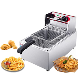 Freidora eléctrica Comercial, encimera, Tanque único de Acero Inoxidable con Dispositivo limitador de Temperatura, 2500W, 8L/7.2QT precio