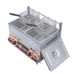 Freidora a Gas, freidora, Control de Temperatura Independiente, Potencia de Fuego Ajustable, freidora multifunción con Tapa y Cesta, Potencia de Fuego precio