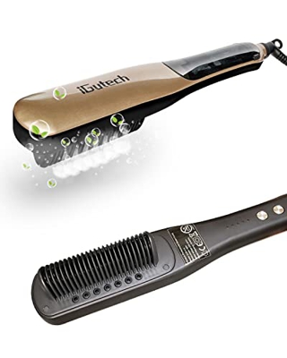 iGutech Plancha de vapor, cepillo alisador de cabello a vapor con 3 configuraciones de temperatura, cepillo alisador para un peinado profesional