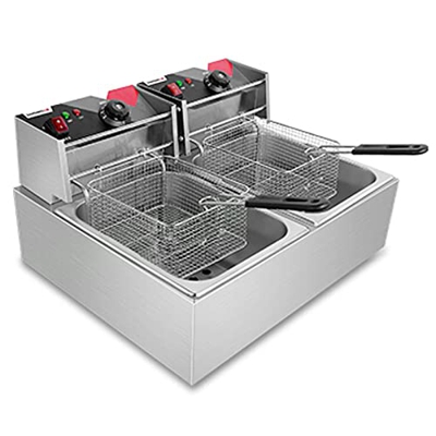 Freidora eléctrica Comercial con Cesta y Tapa, freidora Profesional de encimera con función de Control de Temperatura para Uso Comercial y doméstico (