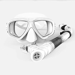 QHYXT Máscara de esnórquel con esnórquel seco Premium y antivaho, antifugas, Paquetes de esnórquel para Buceo, esnórquel Profesional (Blanco) precio