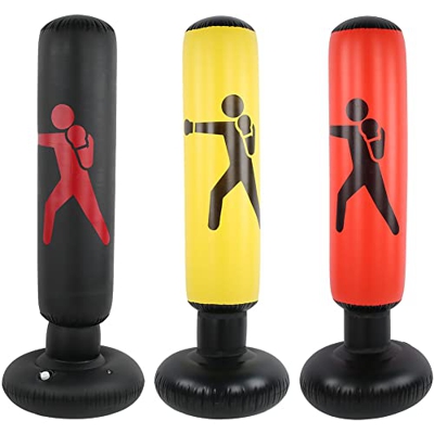 OBEST Columna de Boxeo Inflable Adultos Fitness Descompresión Saco de Arena Saco de Boxeo Espesar(Negro)