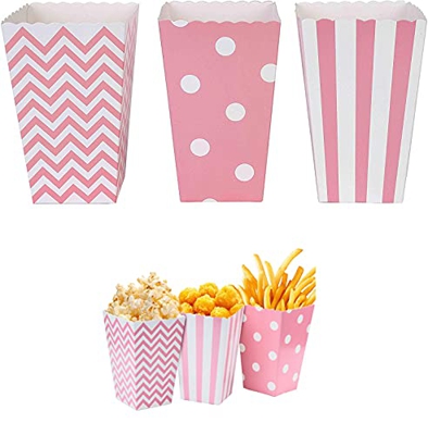 SU Bolsas De Palomitas De MaíZ,36pcsCajas De Palomitas De MaíZ, Cajas De Dulces, para Fiestas De Navidad Y CumpleañOs （Pink）