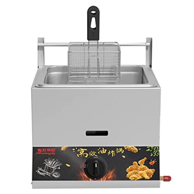 Freidora de Acero Inoxidable para Uso doméstico y Comercial, freidora de Gas de Gran Capacidad de 11 l/22 l/23 l, Potencia de Fuego Ajustable, con ces