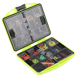 FMOPQ Aparejos de Pesca BoxRock Kit de Aparejos de Pesca Caja Giratoria Ganchos Mangas Cuentas Suaves Tubos Clips Set Accesorio características