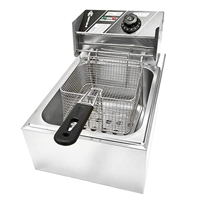 Freidora Profesional de Grasa Profunda 6.3QT/6L 2500W, freidora eléctrica de Acero Inoxidable, fácil de Limpiar, freidora de encimera de Calentamiento