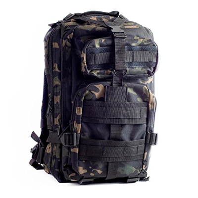 FitnessZone | Mochila Militar de 25 Litros | Mochila de Crossfit con 4 Compartimentos | Bolsa Táctica de Asalto con Sistema Molle | Perfecta para Trek