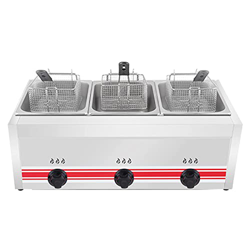 Freidora de Gas de Acero Inoxidable, con Cesta y Perilla de Temperatura, para Papas Fritas, Pescado, Restaurante, Cocina casera (30L) en oferta