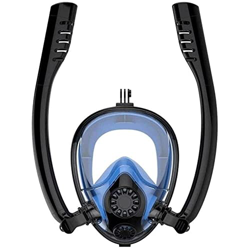 QHYXT Máscara de esnórquel, Vista panorámica de 180 Grados, máscara de esnórquel de Cara Completa, antiniebla, antifugas con Soporte para cámara, Equi características