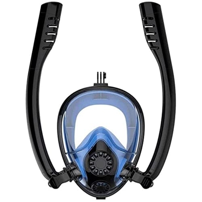 QHYXT Máscara de esnórquel, Vista panorámica de 180 Grados, máscara de esnórquel de Cara Completa, antiniebla, antifugas con Soporte para cámara, Equi